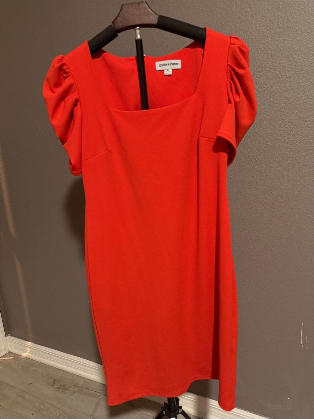 Shelby & Palmer Red Square-Neck Puff Sleeve Dress Jacket